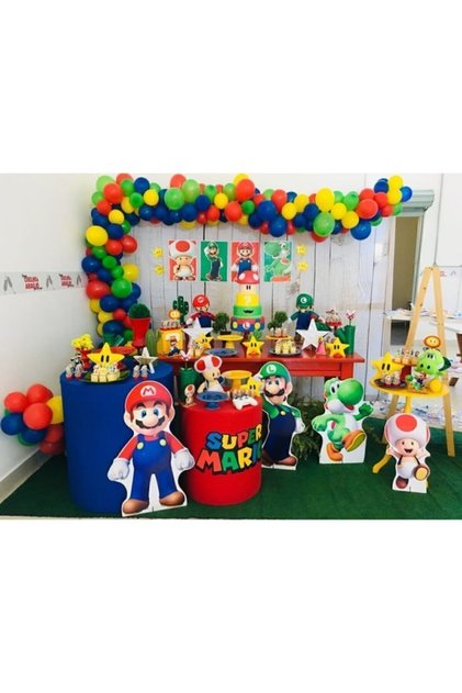 50 Adet Mario Konsept Balon Sarı Kırmızı Yeşil Lacivert