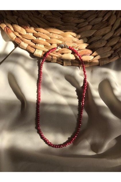 Women's Red Color Bead Necklace