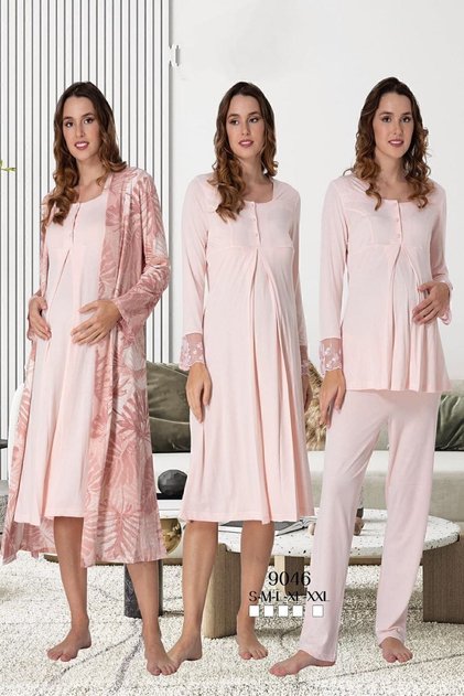 Breastfeeding Featured Cotton Maternity Set 4 Pieces Effortt - Pink