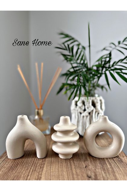 Minimal Vazo Seti Krem 3lü Set Bohem Vazo