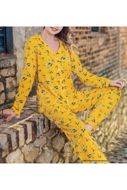 Chick Patterned Long Sleeved Pajama Set