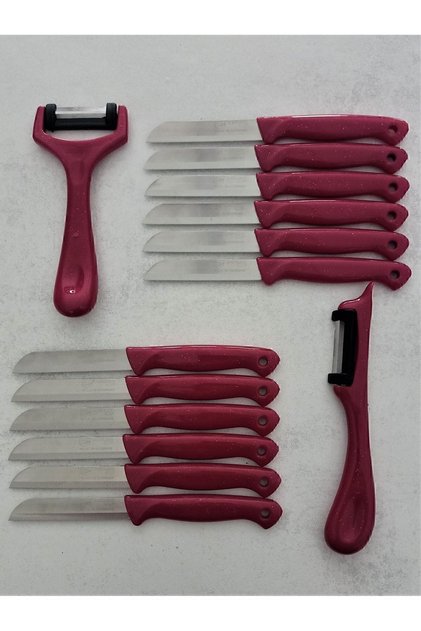 12'li Meyve-sebze-doğrama Bıçağı Ve 2'li Soyacak 14'lü Set Pembe