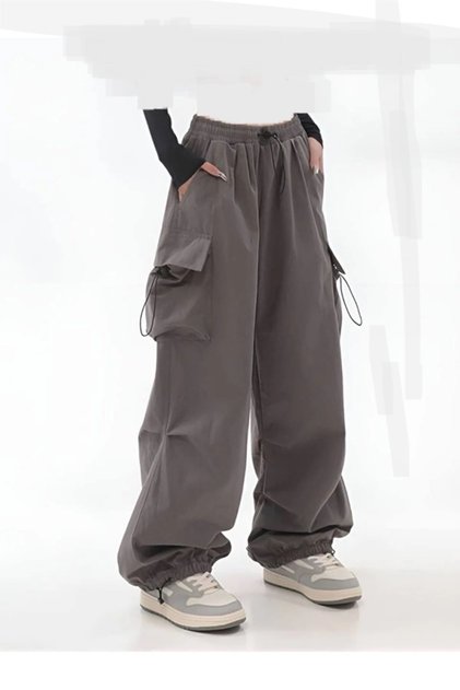 Y2k Extreme Loose Fit Cargo Pocket Waist Leg Elastic Bggy Pants