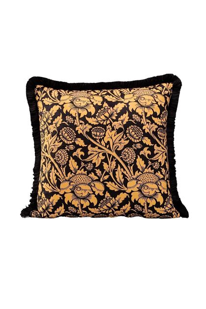Luxury Velvet 43X43 cm Cushion Cover Decorative Soft Living Room Avant-Garde Fringed Yellow Black