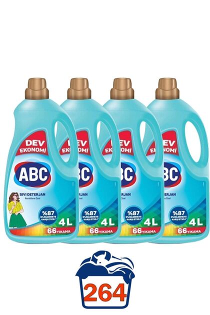Sıvı Çamaşır Deterjanı Renkliler Için 4 Lt 4 Lü Set 264 Yıkama 16 Litre