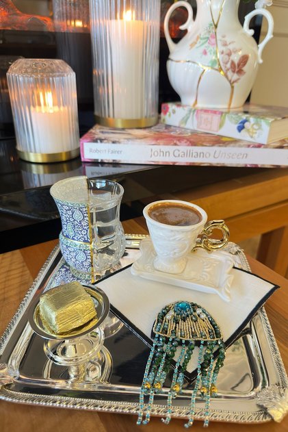 Mavi taş Işlemeli 2 Li Kokteyl Peçete