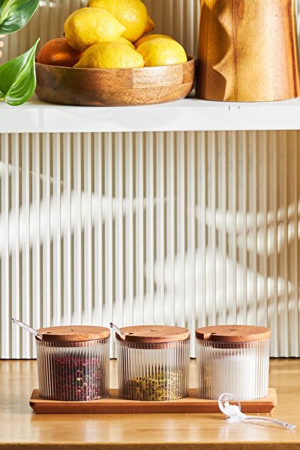 Karaca Massimo 3'lü Kapaklı Kaşık Hediyeli Standlı Baharatlık