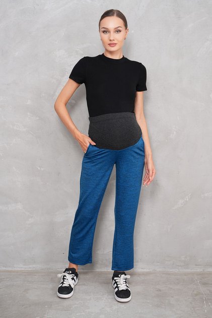 Navy Blue Black Adjustable Waist Maternity Sweatpants