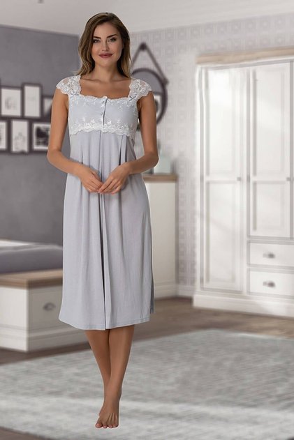 Women's Gray Short Sleeve Maternity Maternity Nightgown