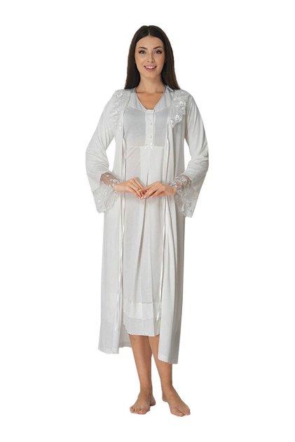 Effortt Sleeve Lace Detailed Maternity Dressing Gown