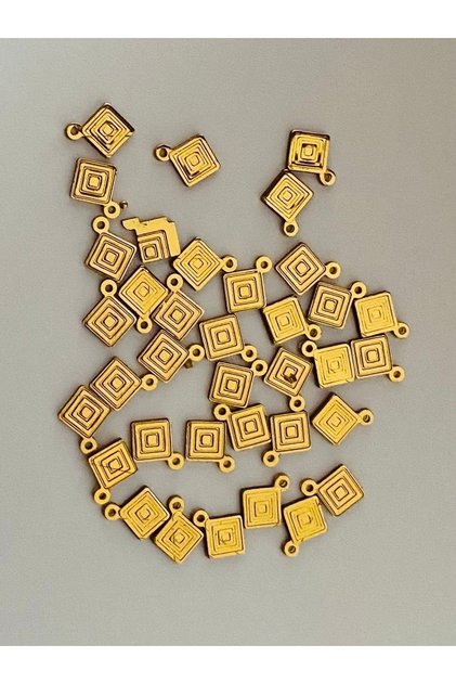 20Gr. Gold Needlework - Plexi Patterned Square Plastic Hand Embroidery, Evening Dress, Anklet, Bracelet & Necklace
