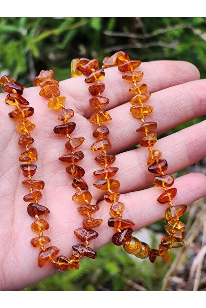Damla Amber Mother Necklace Caramel 52 Cm Certified