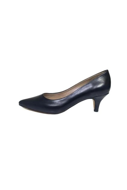 N324 Kadın Hakiki Deri Alçak Topuklu Klasik Stiletto Ayakkabı