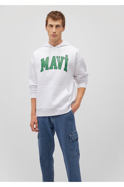 Logo Printed Hooded White Sweatshirt067149-620