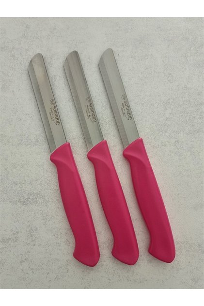 Micro Tırtıklı Sebze Doğrama Bıçağı Pembe 3'lü