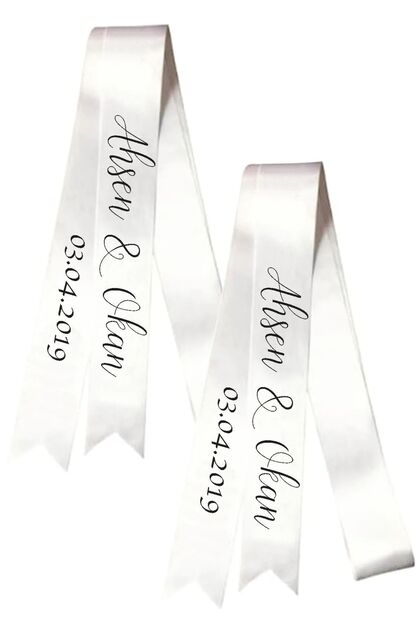 Engagement Wedding Bride Groom Jewelry Ribbon Ceremony Ribbon Satin White Ribbon Letter and Name 2 mt