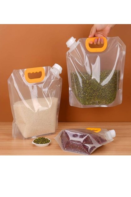 2Pcs Food Storage Bag, Sealed Moisture-Proof Pulses and Grains Storage Bag with Lid,