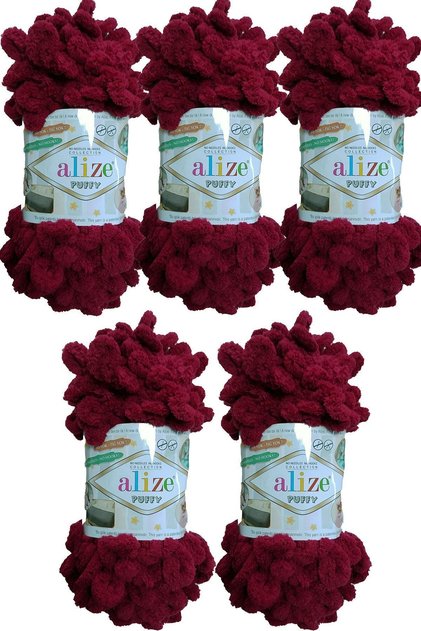 Puffy 107 Claret Red Pătură tricotată manual, șal pentru scaun, șnur X 5 bucăți