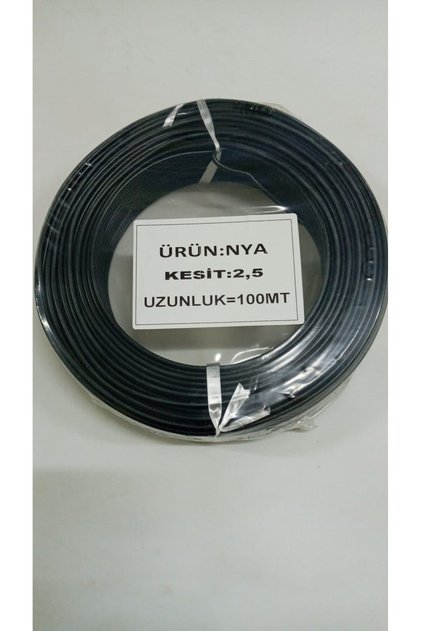 2.5 mm SİYAH Nya Kablo 100 metre Tam Kesit Tesisat Kablosu