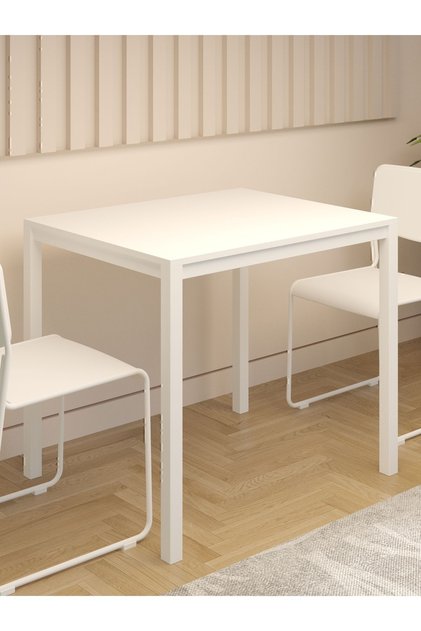 Beyaz Mutfak Masası, Yemek Masası, 72x88, Metal Ayaklı Mutfak Masası, Ahşap Mutfak Masası, Masa