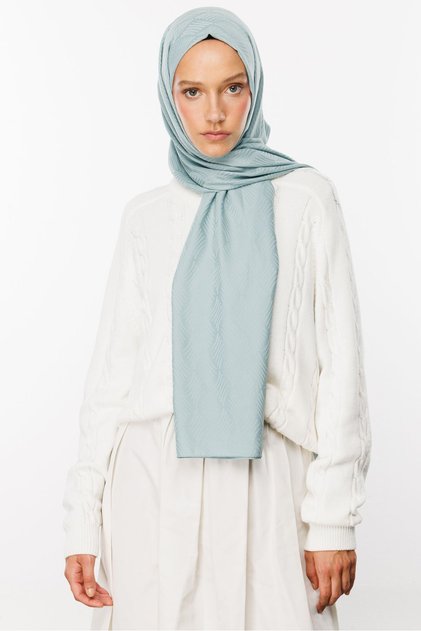 Çağla Aura Pattern Silky Jacquard Shawl