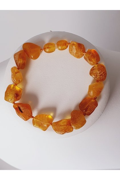 Heat-Treated Baltic Drop Amber Bracelet with Natural Grains