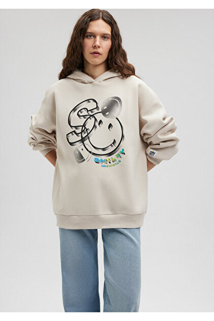 Mavi X Smiley Originals Baskılı Bej Sweatshirt 1s10124-70136