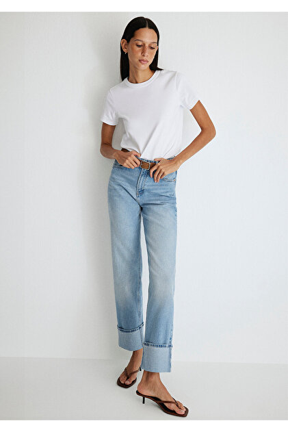 Mavi Savannah Cuffed Classic Denim Puslu Açık Mavi Jean Pantolon