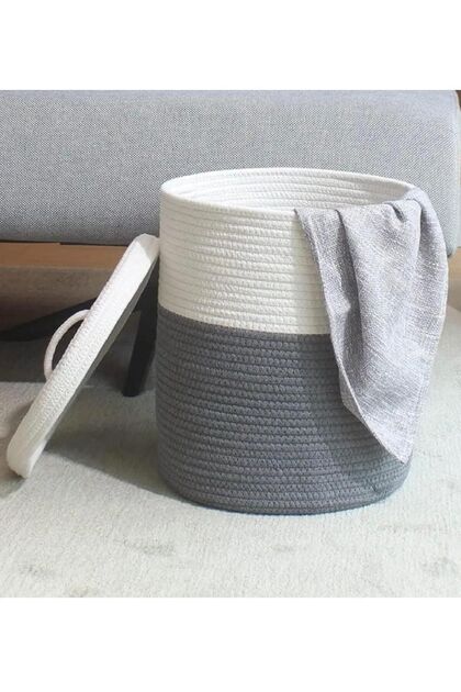 Jute Wicker Basket Organizer Toy Laundry Basket with Lid