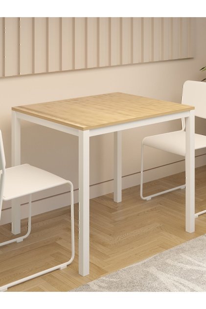 Safir Meşe Mutfak Masası, 72x88, Yemek Masası, Metal Ayaklı Mutfak Masası, Ahşap Mutfak Masası, Masa