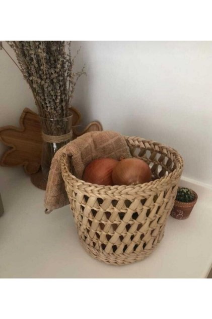 Hasır Dekoratif Sepet Soğan Patates Sepeti Mutfak Dekorasyonu Modeli