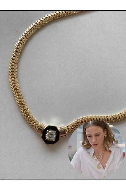 Aksesuar Hasır Leyla Mineli Kolye Gold Rodyum Kaplama Satıcıyı Kontrol Ediniz