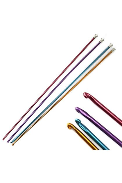 Kısa Renkli Tunus Şiş Tığ Seti 25 Cm (2,5-3-3,5-4 ) No 4 Adet