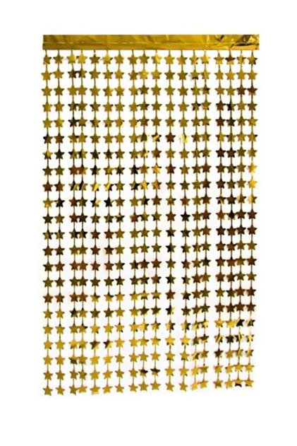 Star Shaped Metalized Fringed Background Gold Curtain