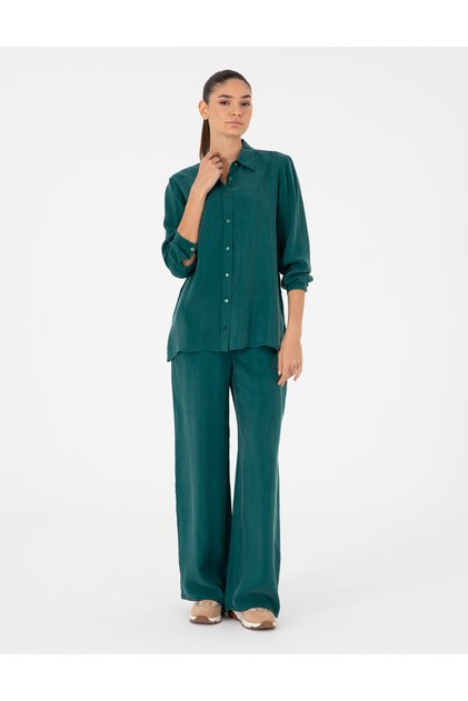 Dark Green Canvas Trousers 50291295 -Vr079