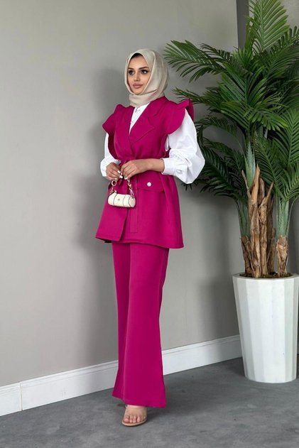 Fuchsia Hürrem Vest Set
