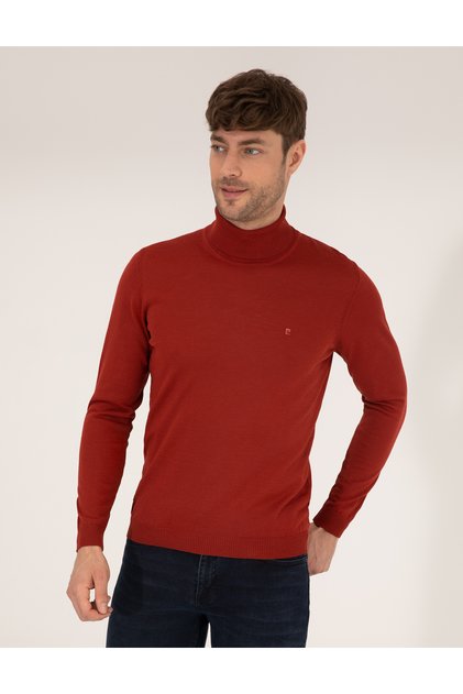 Kiremit Slim Fit Turtleneck Wool Blended Basic Knitwear Sweater 50257302-Vr031