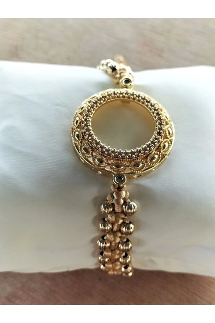 Half Gold Framed Doric Macrame Bracelet