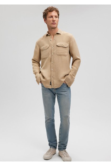 Linen Blend Brown Shirt Regular Fit / Regular Fit0210851-70369