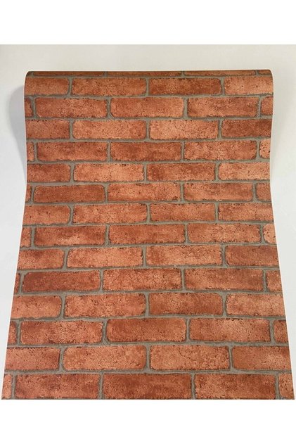 Turuncu Tuğla Duvar Desenli Kendinden Yapışkanlı Folyo Kağıt Kaplama 45 Cm X 5 Metre