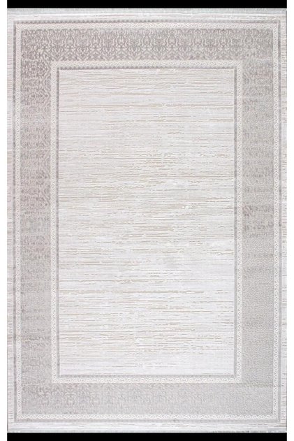 Mina 03026B Kemik Gri Çizgili Desen Bambu Halı
