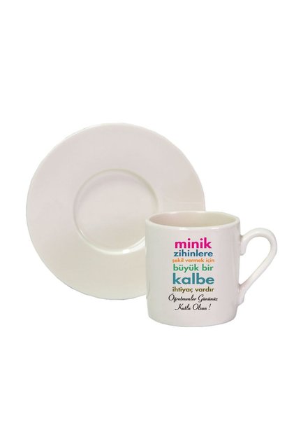 Teachers' Day Colorful Printed White Turkish Coffee Cup