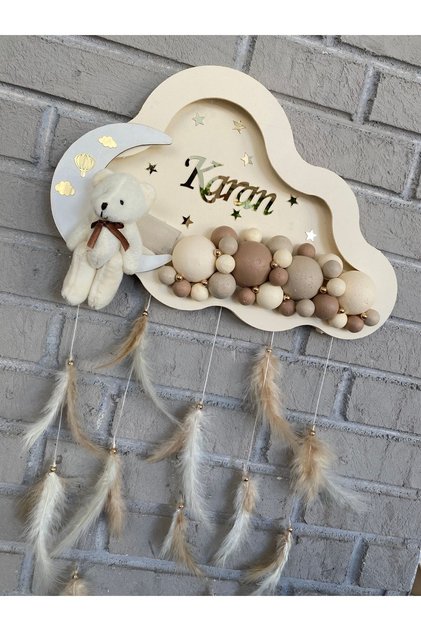 40 cm Ledli Bulut Bubble Bebek Kapı Süsü Kişiye Özel El Işi Bebek Kapı Süsü
