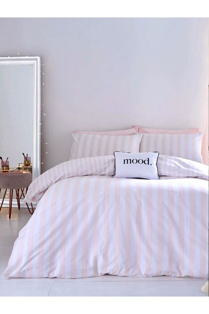 Soft Pink Single Bed Sheet with Elastic Cotton Duvet Cover Set