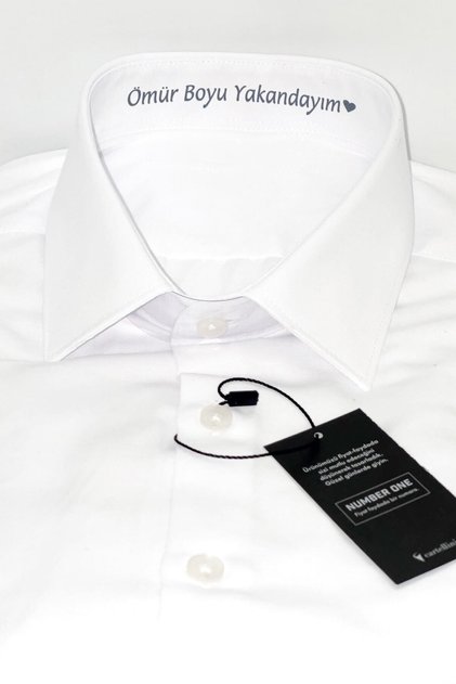 Men's White Slim Fit Shirt with Printed I'M on Me for Life