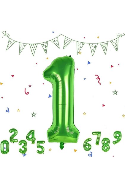 1 Year Old Green Color Number Foil Balloon 1 Number Green Color Helium Flying Foil Balloon Number Balloon