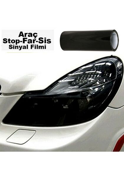 Far Stop Filmi Far Folyosu Koyu Parlak Siyah Far Çizik Çizilme Engelleyici Folyo 100cm X 30cm