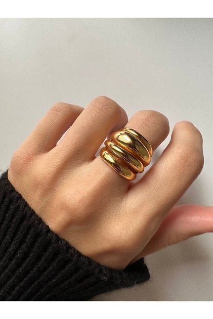 Gold Dört Sıra Bombeli Kadın Yüzük
