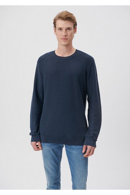 Mavi İndigo Bisiklet Yaka Kazak Regular Fit / Normal Kesim 070803