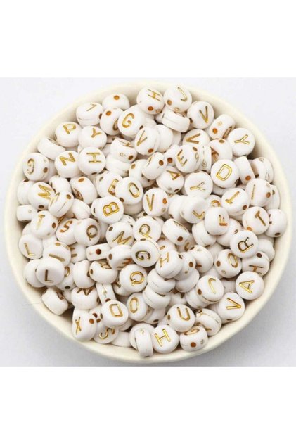 Flat Letter Bead Gold 100 Pieces